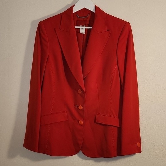 Les Copains red blazer made in Italy fully lined Size 48 - Picture 1 of 11
